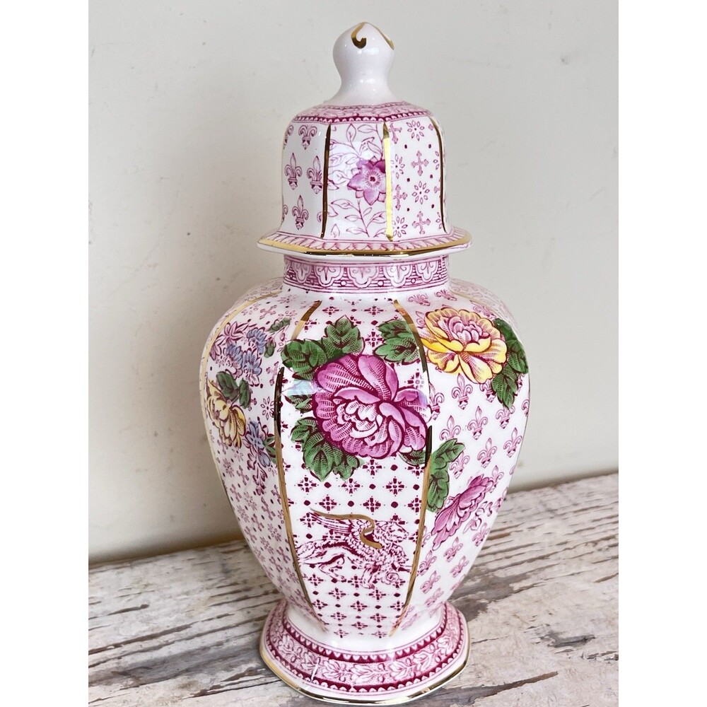 Vintage Mason’s Ironstone England Temple Ginger Jar Chinoiserie Hand Painted 10”